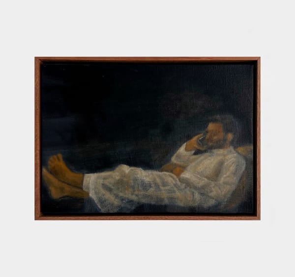 Lulua Alyahya Unknown Caller, 2025 Oil on canvas 21 x 29.7 cm