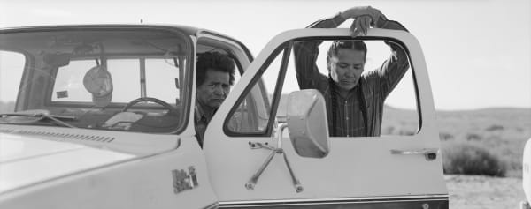 Lois Conner Medicine Men, Bluff, Utah (after Peyote Ceremony), 1992 vintage platinum print, (printed 1997) 7 x 17 in 17.8 x 43.2 cm Edition 4 of 10