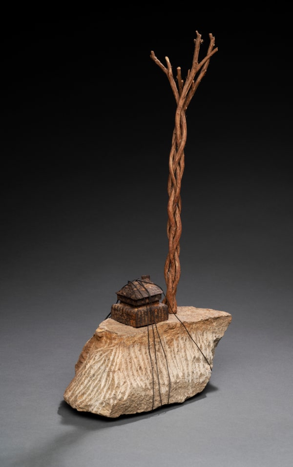 Kevin Watson Tied Down , 2023 Stone, Wood, Wire 18” x 9 1/2” x 6”