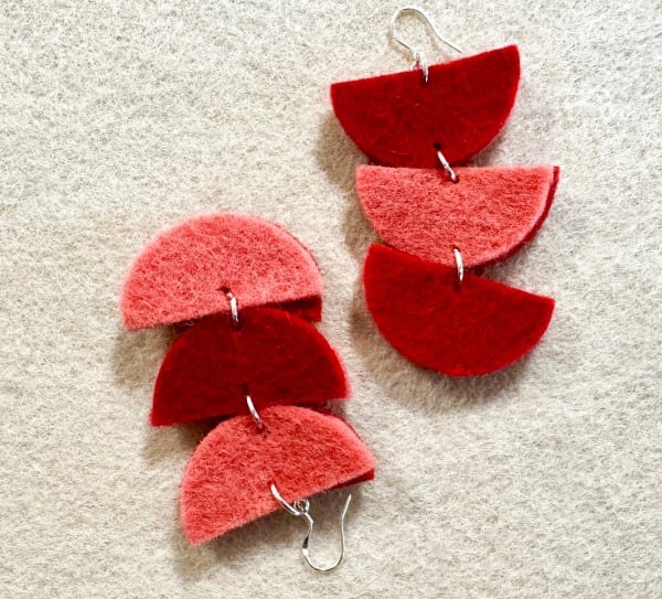Christine Sullivan, Two Tone Wool Felt Half Moon Earrings, 2024