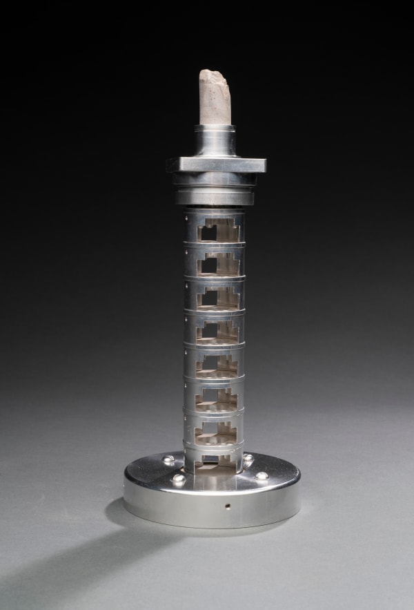 Kevin Watson Candlestick Aluminum, Stone 10 1/2” x 4 1/8” x 4 1/8”