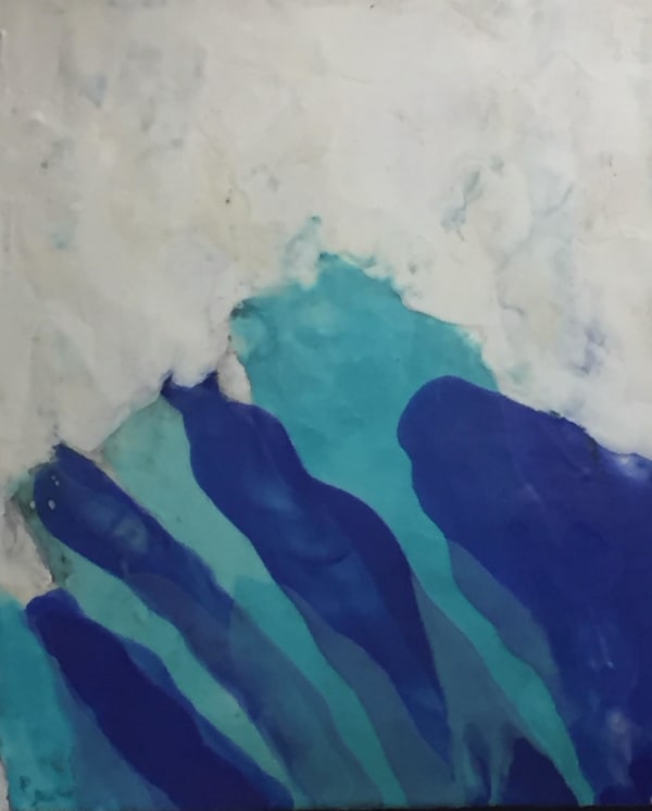 ELLEN KOMENT Blue Waves, 2022 Encaustic on Panel 36 x 43 in 91.4 x 109.2 cm