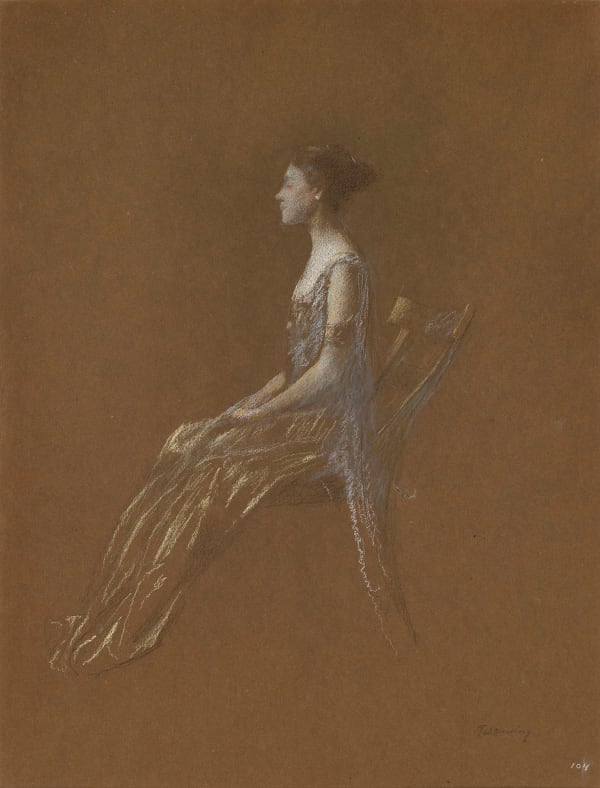 Thomas Wilmer Dewing, Seated Lady in a Yellow Dress, c. 1915–20
