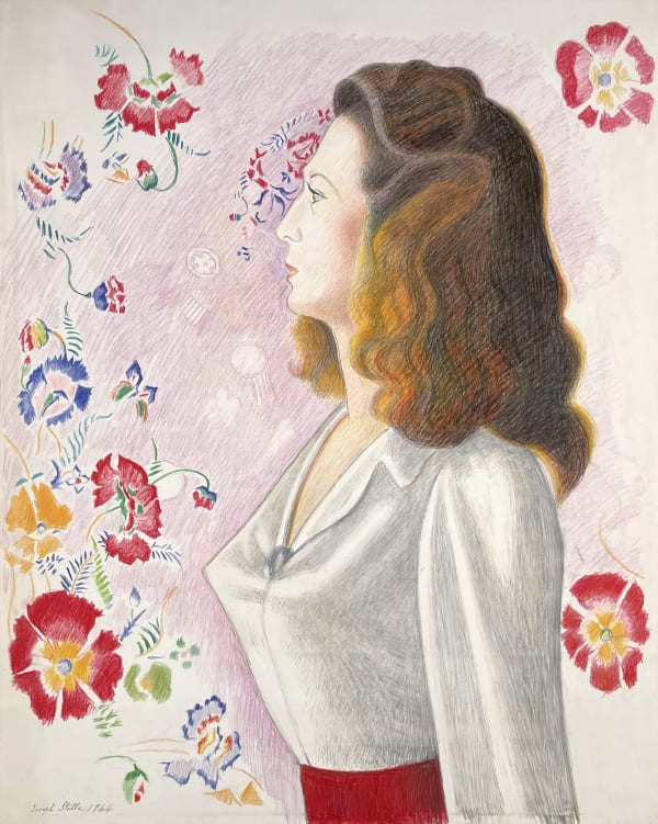 Joseph Stella, Woman with Floral Cloth Background (Portrait of Grace), 1944