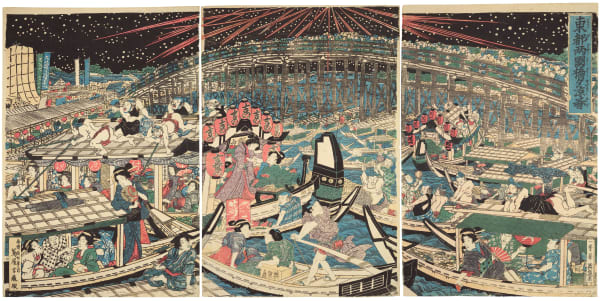Keisai Eisen (1790-1848), Enjoying the Evening Cool at Ryogoku Bridge in the Eastern Capital (Toto Ryogokubashi yusuzumi no zu), 1830s