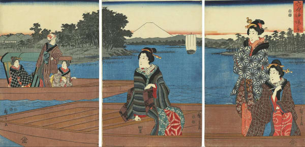 Utagawa Hiroshige (1797-1858), View of the Ferry at Rokugo (Rokugo watashiba no kei), 1847-52