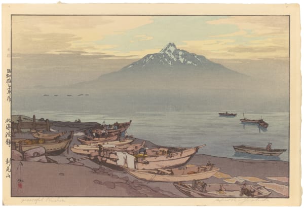 Hiroshi Yoshida (1876-1950), Calm Waters in the North Sea: Mount Rishiri (Hokkai hasei, Rishiri-san), 1938
