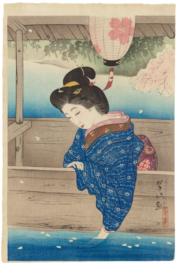 Miki Suizan (1887-1957), 'Flower-Viewing Boat on the Oi River' (Oigawa no hanamibune), from the series 'New Selection of Noted Places of Kyoto [Second Series]' (Shinsen Kyoto meisho [dainishu]), 1924