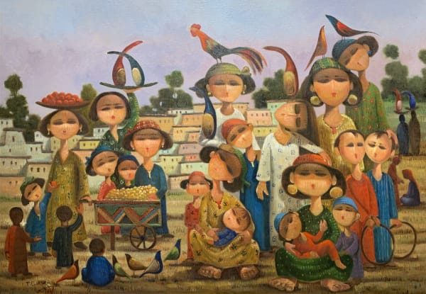 Taha El-Kourany Above the Head - فوق الرأس Oil on Canvas 70 x 100 cm