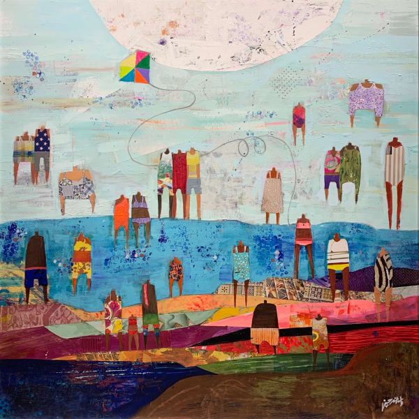 Eman Hussein طيارة ورق, 2021 Mixed Media on Canvas 100 x 100 cm 39 3/8 x 39 3/8 in