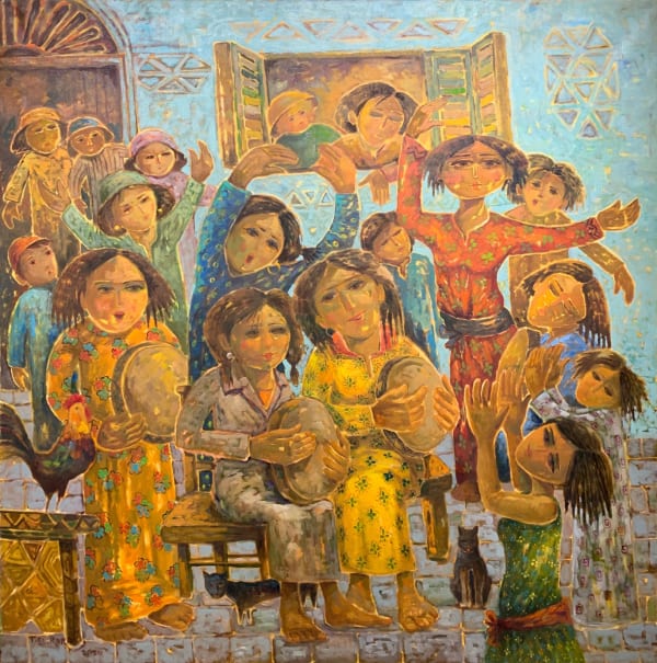 Taha El-Kourany Above the Head - فوق الرأس Oil on Canvas 150 x 150 cm 59 3/50 x 59 3/50 in