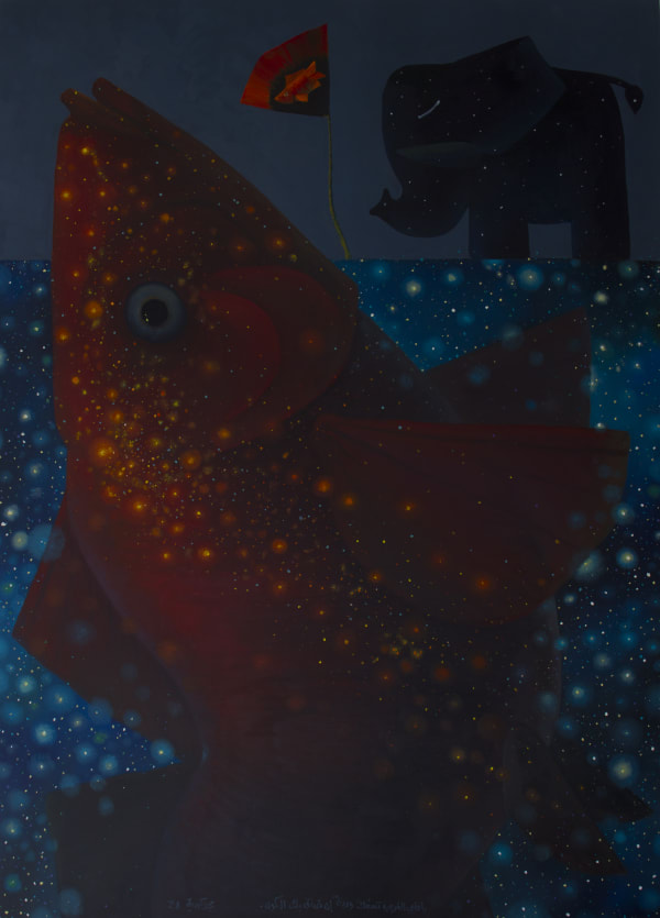 Majd Kurdieh My strange heart, you fit in a flower but not in the universe, 2021 Oil on Canvas 140 x 100 cm 55 1/8 x 39 3/8 in