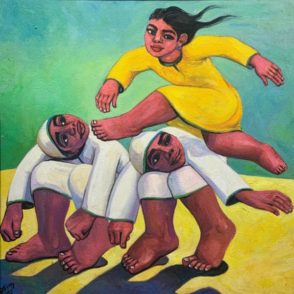 Ahmed Selim لعبة النطة, 2021 Oil on Canvas 90 x 90 cm 35 3/8 x 35 3/8 in