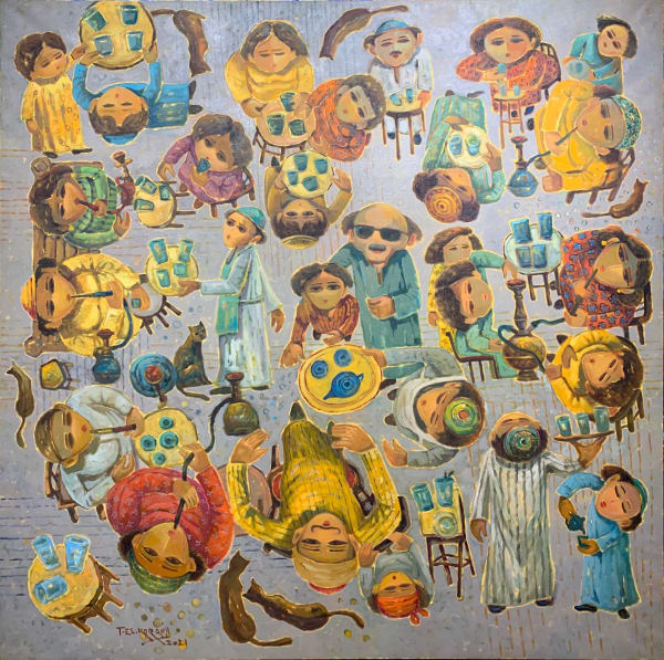 Taha El-Kourany Above the Head - فوق الرأس Oil on Canvas 150 x 150 cm 59 3/50 x 59 3/50 in