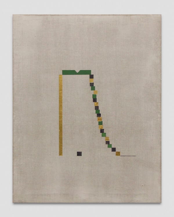 Francesca Longhini The Comforting Examination of an Answer, 2017 Gold foil, acrylic, graphite, wax, gesso, and rabbit skin glue on linen