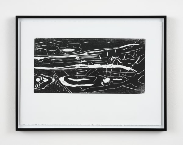 Jordan Rountree Crocodile Among the Lotuses, 2025 Woodcut on paper