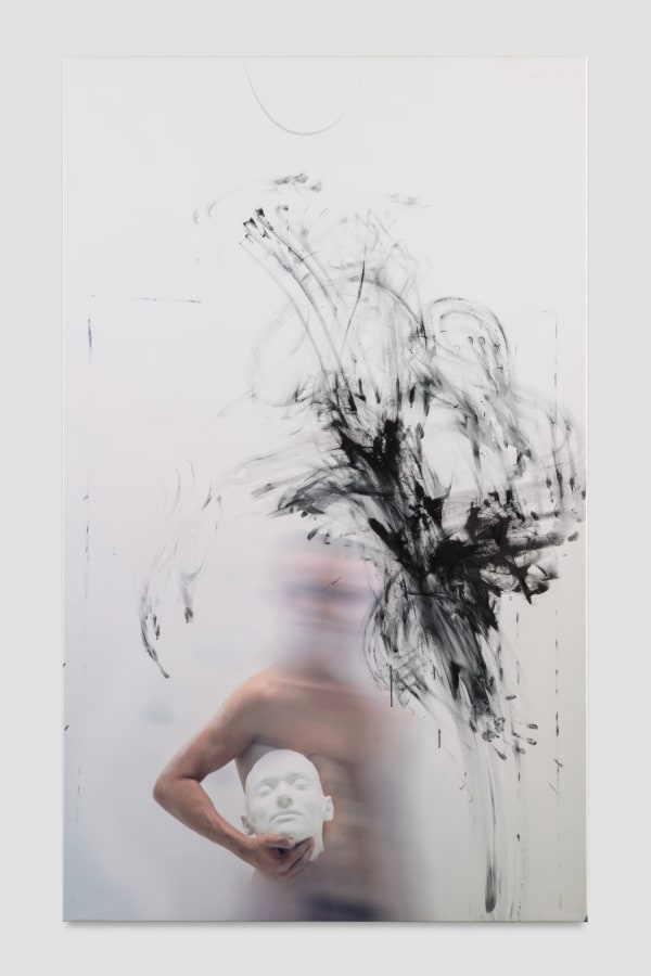 Benjamin Renoux SELF-PORTRAIT (Valentin) #8, 2016 Photograph and black oil on canvas