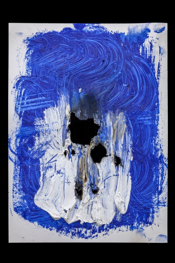 Adam Tylicki Untited, 2017 Acrylic paint on burnt paper with sunlight