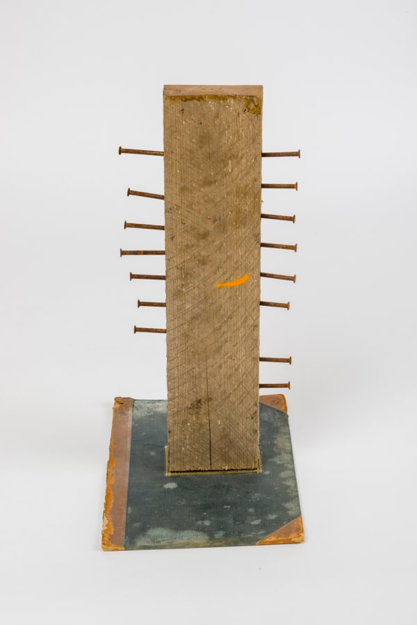 Dene Leigh A Spikey Rectangular Object, 2016 Wood, nails, paint and cardboard book cover
