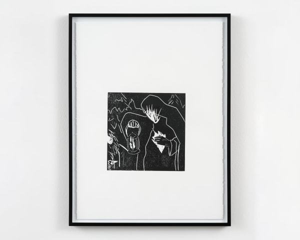 Jordan Rountree, A Figure Hides a Wound from a Young Person, 2025