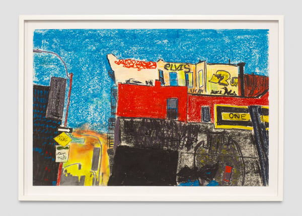 Reuben Gordon Elvis on Delancey, 2020 Pastel, charcoal, graphite, pencil and ink on paper