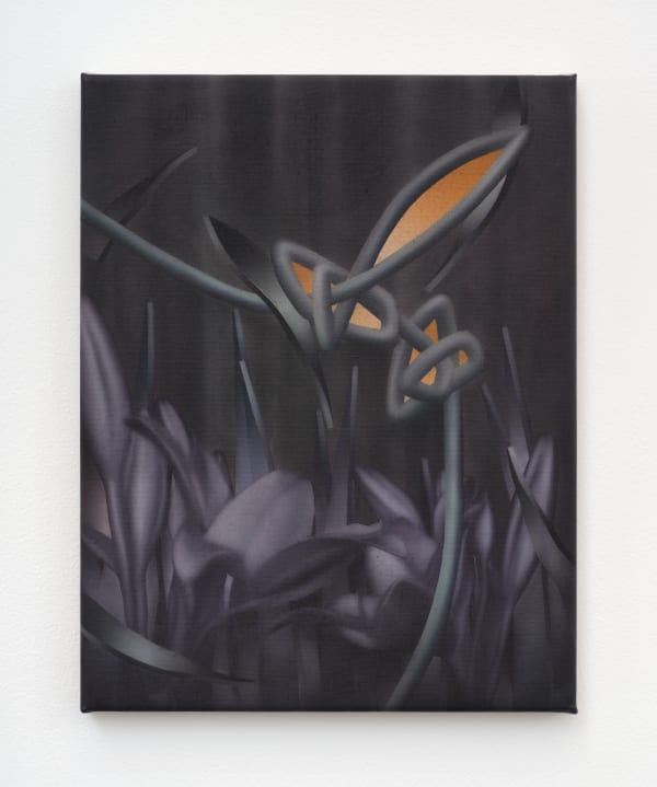 László von Dohnányi Purple flowers with a yellow light, 2023 Oil on linen