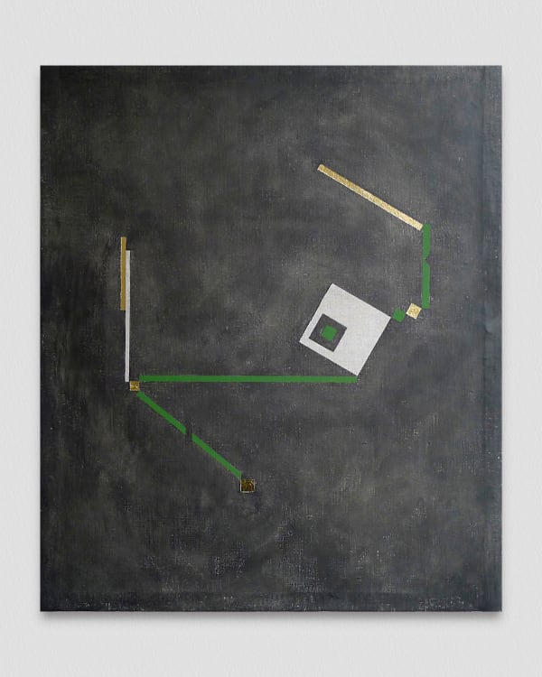 Francesca Longhini A Placid Recoil, 2017 Gold foil, acrylic, graphite, wax, gesso and rabbit glue on linen