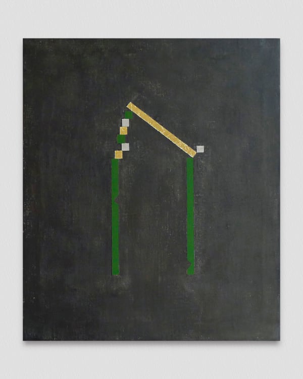 Francesca Longhini The Fake Architrave has No More Barriers, 2017 Gold foil, acrylic, graphite, wax, gesso, and rabbit glue on linen