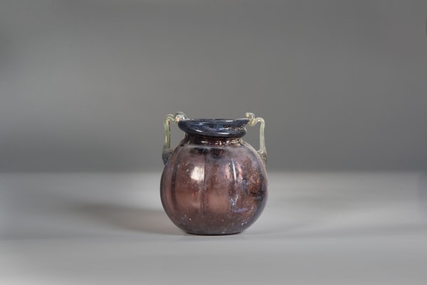 A Glass Ribbed Jar with Handles, Roman period, circa 400 C.E.