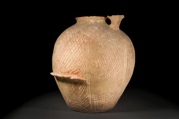 Large Canaanite Olive Oil Jar with a Dipper Holder, Early Bronze Age I, 3500 B.C.E. - 3000 B.C.E.
