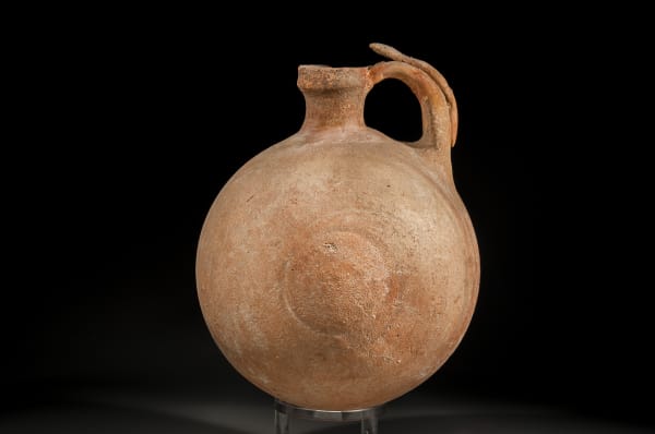 Phoenician Globular Jug with Double Stand Handle, Iron Age II, 1000 B.C.E. - 800 B.C.E.