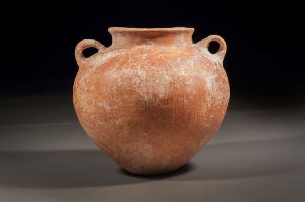 A Red Burnished Slip Canaanite Jar, with Two Loop Handles. , Early Bronze I 3100 B.C. - 2900 B.C.