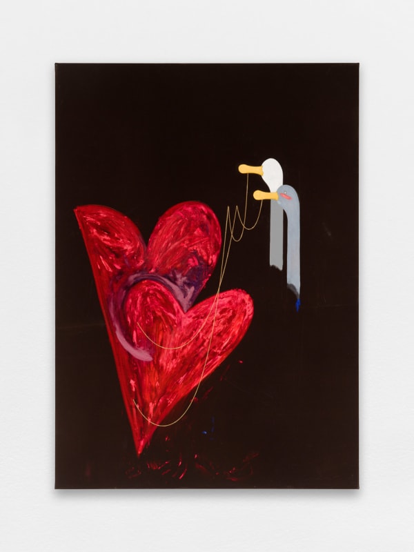 Shabahang Tayyari I will decorate your heart and mind, 2026 Oil and metal chain on velvet on canvas / Huile et chaîne en métal sur velours sur toile 140 x 99.5 cm 55 1/8 x 39 1/8 in