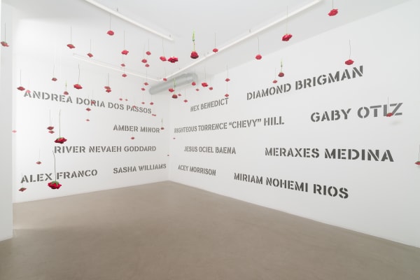 Puppies Puppies (Jade Guanaro Kuriki-Olivo) The names of trans femmes and trans people that were unalived • in the U.S. • France • Mexico and the U.K. •, 2024 Vinyl Variable dimensions