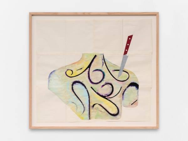 Shabahang Tayyari I cut and I bleed like everyone else, 2026 Gouache on paper / Gouache sur papier 61.7 x 69 cm 24 1/4 x 27 1/8 in