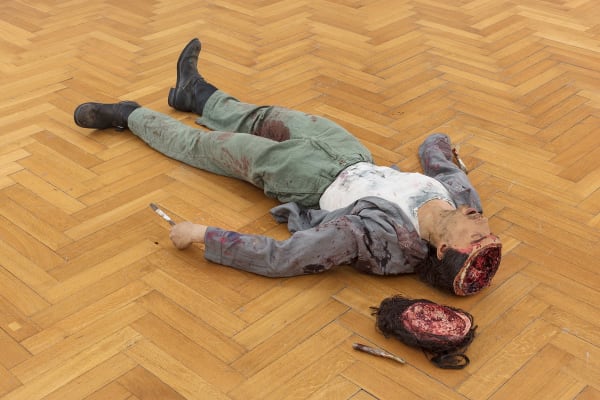 Untitled (portrait of the artist with no brain)(portrait of the artist after brain surgery)(Sylar (Zachary Quinto) brutally kills Isaac Mendez)(Heroes tv show prop)(Duane Hanson - murdered artist)