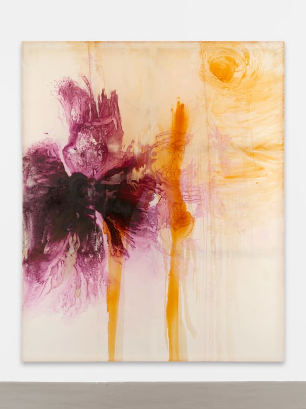 Minh Lan Tran Intra-Action 2 , 2025 Pigment and shellac on latex 280 x 230 cm 110 1/4 x 90 1/2 in