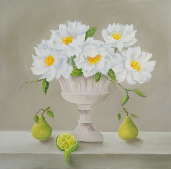 Ruth Corbett, Still life with wild Roses and pears