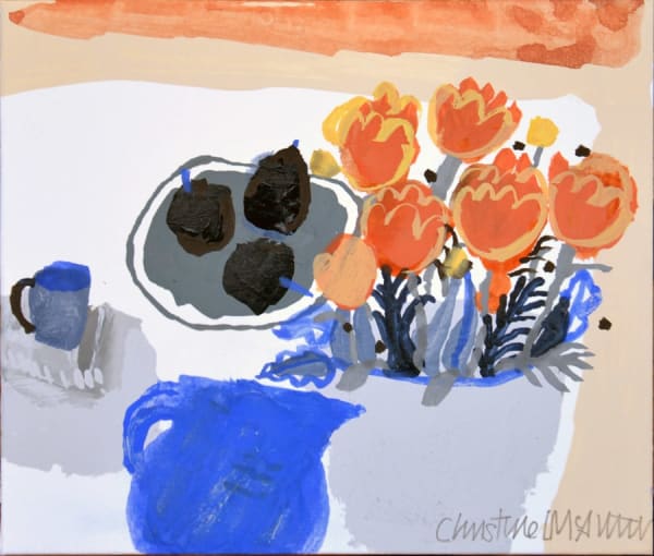 Christine McArthur, Tulips and a Blue Jug