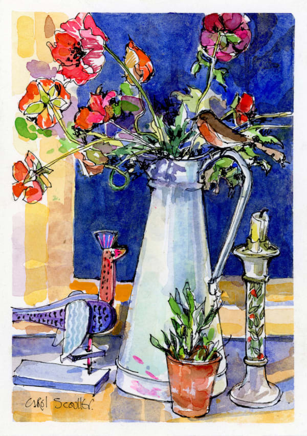 Carol Scouller, Still Life with French Pitcher and Poppies