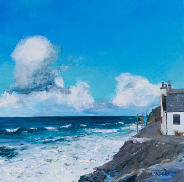 Anne Skinner, Puffy Clouds, Crovie Village, Aberdeenshire