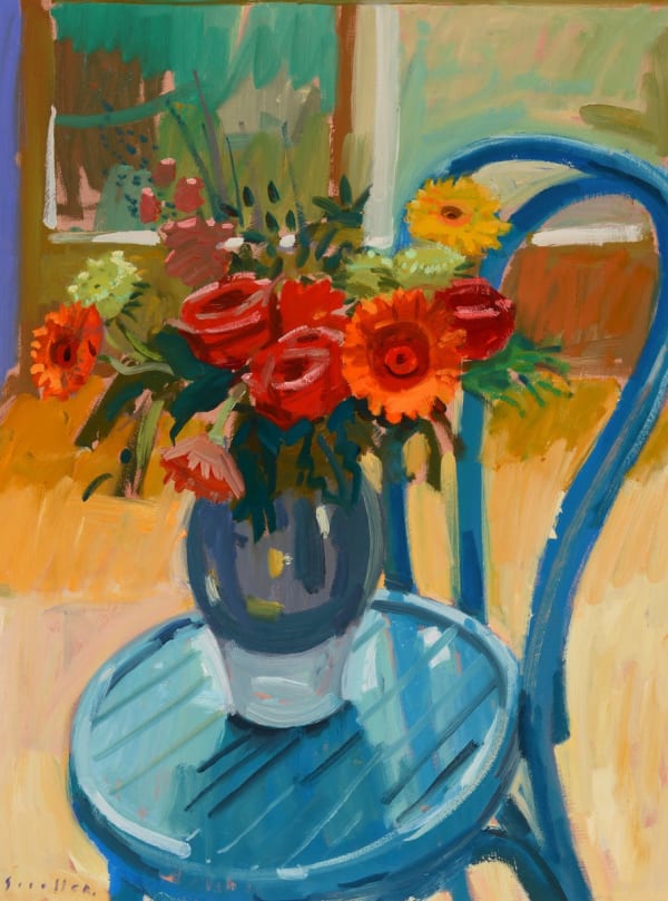 Glen Scouller RSW RGI, Summer Bouquet on Bentwood Chair