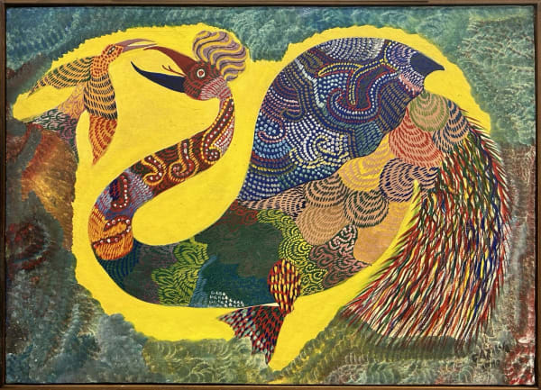 Chico da Silva 奇科·达·西尔瓦, Untitled (bird and bug) 无题(鸟与虫), 1970