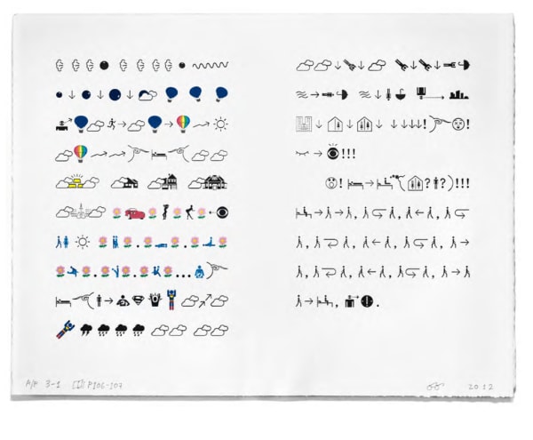 Xu Bing 徐冰, Book from the Ground page 地书第106-107页 , 2012