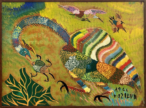Chico da Silva 奇科·达·西尔瓦, Untitled (bird and bug) 无题(鸟与虫) , 1969