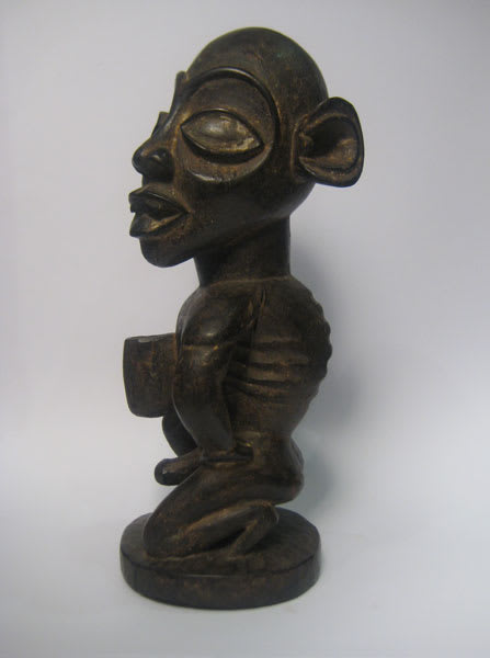 Kongo Wooden Sculpture of a Kneeling Man