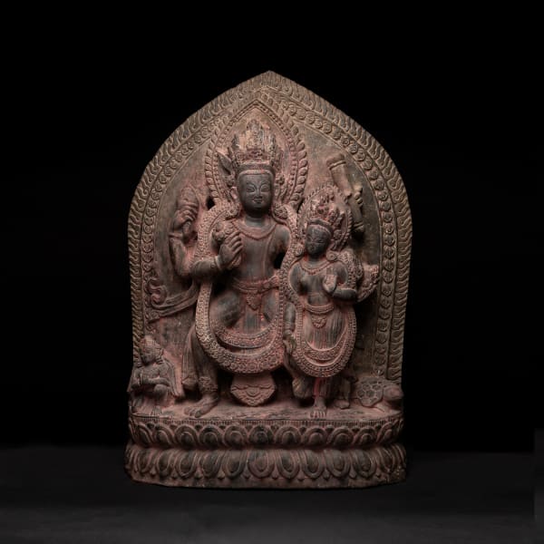 Stone Stele Depicting Vishnu and Lakshmi
