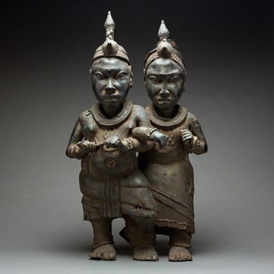 Ife Style Bronze Sculpture of aKingand Queen