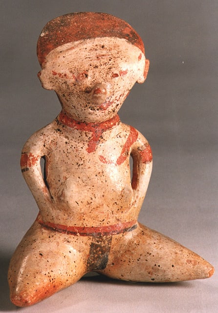 Chinesco Style (Type C) Nayarit Terracotta Sculpture of a Seated Woman