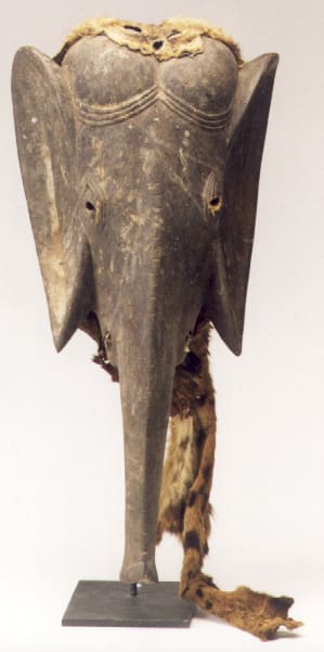 Landuman Elephant Mask with Animal Hide